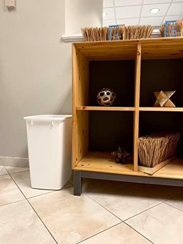 Small Trash  9-Gallons, Beige, Plastic Garbage Can/Wastebasket for Kitchen/Bathroom fits Under-