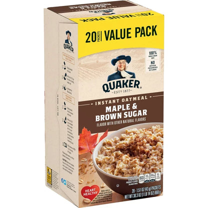 Instant Oatmeal, Maple & Brown Sugar, 1.51 oz, 20 Packets